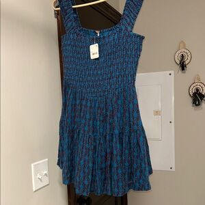 Women’s Free People Blue Patterned Dress Medium NWT